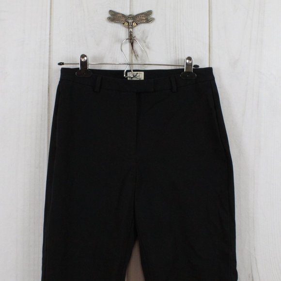 LL Bean Black Cotton Blend Regular Fit Cropped Dress Pants Size 6 Reg - Picture 2 of 9